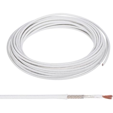 Fil Haute Température en Fibre de Verre Mica de 13 AWG de 32,8 Pieds, -60-500 Degrés Celsius, Isolé, Résistant à Chaleur, Câble Électronique Flexible pour Lampe, Chaudière, Blanc (1/5)