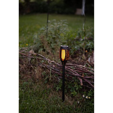 Lot de 2 Torches solaires à LED vacillante 47cm, effet flamme, ambiance chaleureuse