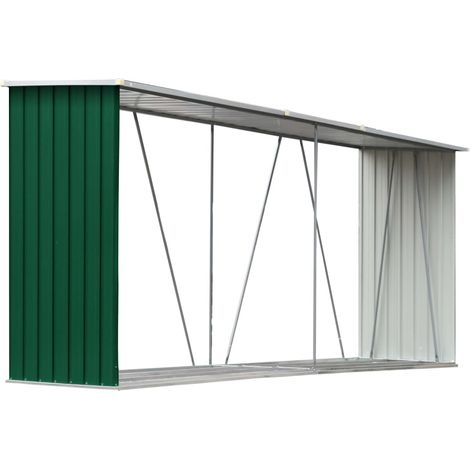 Brennholzlager Verzinkter Stahl 330x84x152 cm Grün vidaXL (1/7)