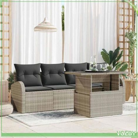 Ensemble de canapé de jardin - FAFEICY - 3348548 - Gris clair - Poly rotin - Résistant aux UV (1/5)