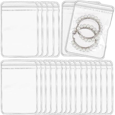 Packung mit 100 durchsichtigen PVC-Schmuckbeuteln, Maße 7,1 x 10,2 cm (2,8 x 4 Zoll), mit Reißverschluss, anlaufgeschützt. (1/5)