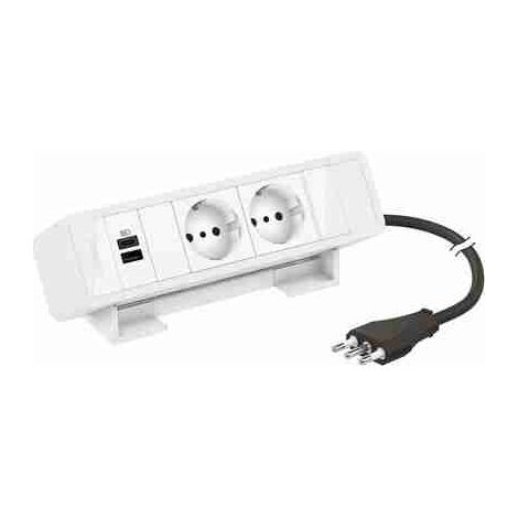 BTI1508661W Multiprese per scrivania equipaggiate con prese e caricatori USB MatixGO - 6 moduli - Finitura coperchio: bianco