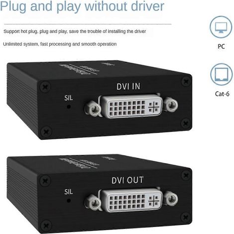 Extendeur DVI, adaptateur Ethernet DVI HD 1920x1200, prise UE (1/5)