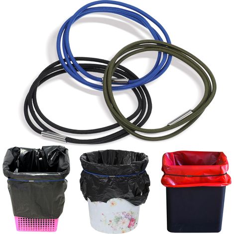 Lot de 3 bandes élastiques réglables en caoutchouc, convient aux poubelles de 13 à 30 gallons, Bandes élastiques pour poubelles pour (1/4)