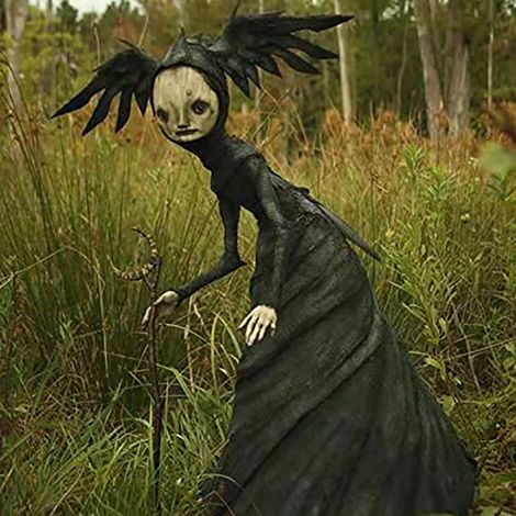 Glänzende Hexenstatue aus Kunstharz, gruselige Halloween-Dekoration für Wohnzimmer und Garten (1/5)