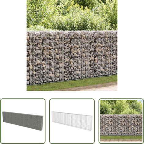 Steinkorb - Gabionenwand mit Abdeckung Verzinkter Stahl 600×30×150 cm (1/5)