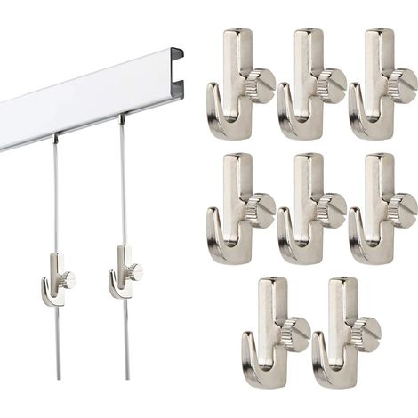 Lot de 10 Crochets Mini Argentés, Accessoires pour Cimaise et Rail de Tableau, Crochets à Visser Idéal pour Suspension d'Art et Tableaux (1/5)