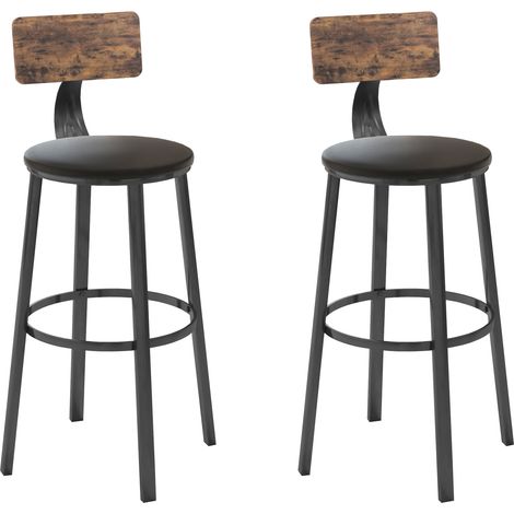 Hobag – Tabouret de bar lot de 2 – Hauteur d'assise 72,5 cm – Siège rembourré – Cadre en acier – Style industriel marron rustique (1/3)