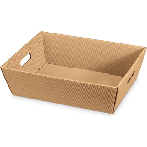 500 x Präsentkorb Geschenkkorb 370x270x120 mm offene Welle Natur (1/2)