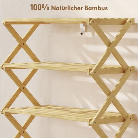Étagère à chaussures 4 niveaux, rangement en bambou pour jusqu'à 12 paires, pour entrée, couloir, 60 x 29 x 67 cm, naturel (1/5)