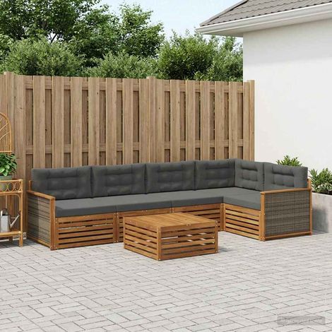 vidaXL Outdoor-Sofagarnitur mit Kissen 6 pcs Natur und Anthrazit (1/5)