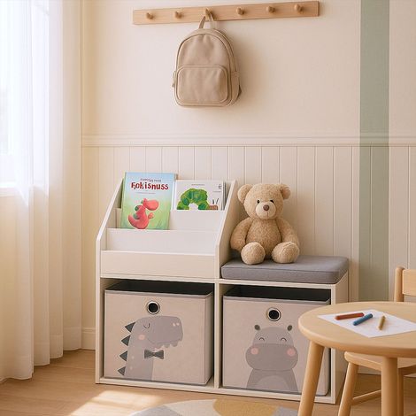 Panca per bambini con libreria - mobile contenitore 3 in 1