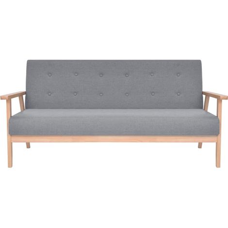 Divano a 3 Posti Sofa in Tessuto Grigio Chiaro (1/5)
