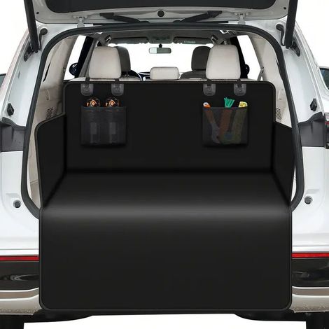 Protection de coffre de voiture imperméable et antidérapante - Tapis universel pour chiens, compatible avec les voitures et les SUV, facile à nettoyer (noir)