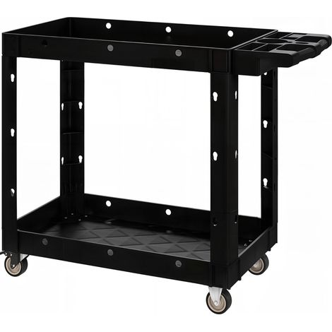 Carrello da officina in plastica nera a 2 ripiani, 102,6 x 43,5 x 84,5 cm, HOMVRA (1/5)