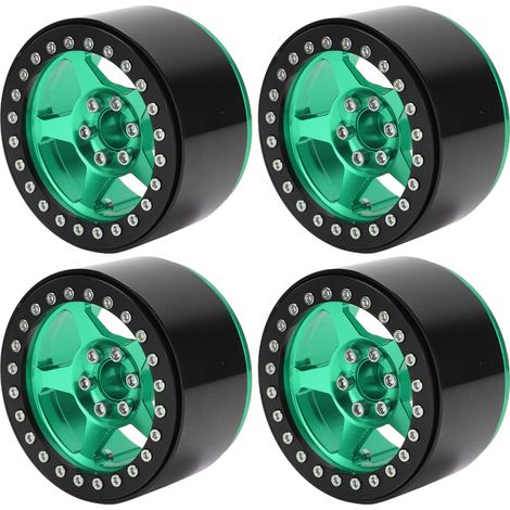 4-teilige, leichte 5-Speichen-Beadlock-Felgen aus Aluminiumlegierung für Micro Crawler Axial SCX10 90046 RC-Car, fluoreszierendes Grün (1/5)