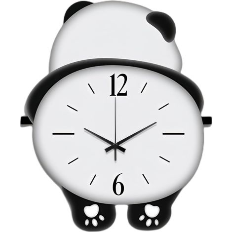Horloges murales originales pour chambres. Petites horloges murales Panda. Horloge moderne et mignonne en forme de panda. Lecture facile. Fonctionnement silencieux à piles. Convient pour la cuisine, l (1/5)