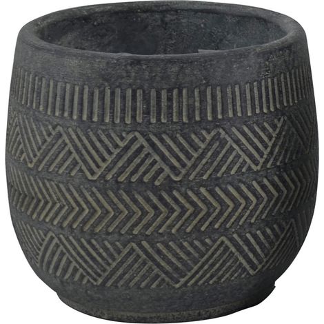Vaso tondo piccolo da esterno giardino in fibra di argilla antracite 13x13x12 cm Begonia