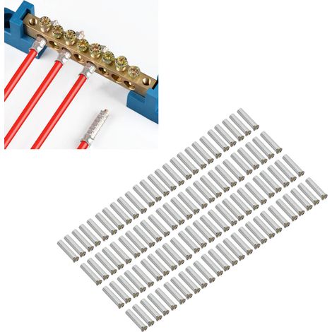 100 unités de ferrules de fil de cuivre nu EN6018/EN6012 10AWG, adaptées aux bornes de câble non isolées et aux connecteurs de fil, bornes à broches étamées EN6012. (1/5)