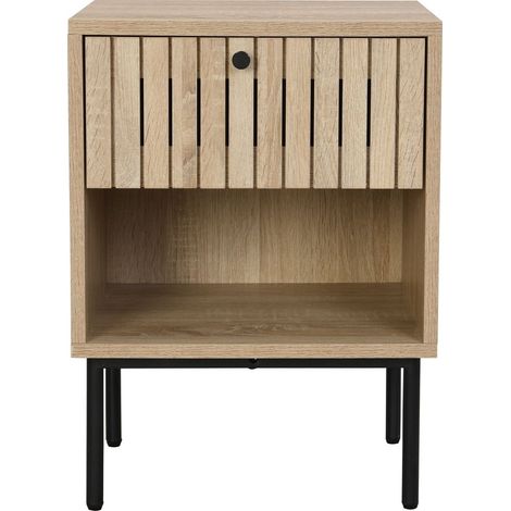 Table de chevet 1 tiroir couleur chêne 40 cm - Solna (1/5)