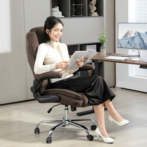 Fauteuil de bureau. chaise bureau ergonomique. hauteur réglable. accoudoirs relevables. 70 x 70 x 114-122 cm. marron