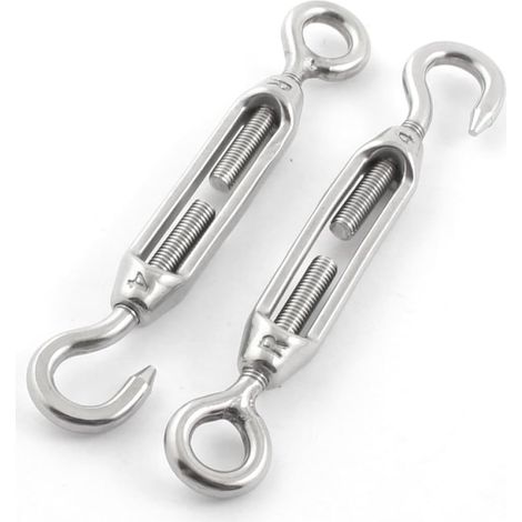 2 PIÈCES Argent Ton Edelstahl Haken Auge Spannschloss 4mm