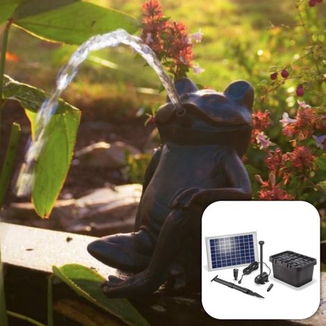 Fontaine solaire Grenouille Assise 600 l/h maxi (1/5)
