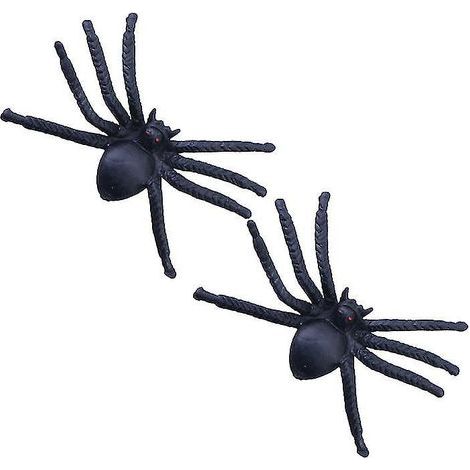 20 araignées noires en plastique pour décorations d'Halloween