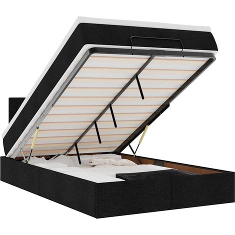Maison Exclusive - Cama otomana con colchón tela negra 120x200 cm
