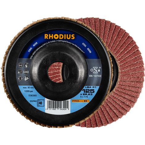 RHODIUS LSA P1, 10 Stück, 115 mm, Korn 60, Fächerschleifscheibe (1/4)
