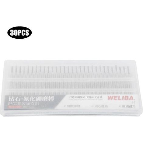 30-teiliges Schleifnadelset mit zylindrischem Flachkopf (1,5 mm) für elektrische Schleifmaschinen
