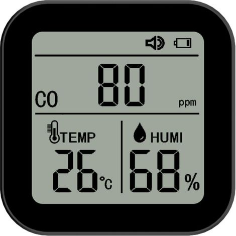 3-in-1-Luftqualitätsmonitor, hochpräziser CO- (Kohlenmonoxid-), Temperatur- und Feuchtigkeitsdetektor mit Alarmfunktion für Zuhause, Büro, Auto, von DEBUNS