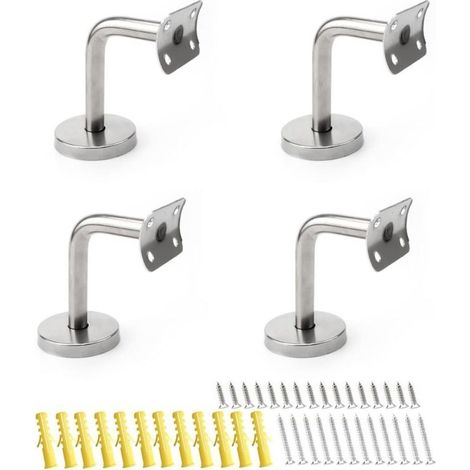 Lot de 4 supports de balustrade en acier inoxydable V4A, supports bombés pour rampe d'escalier et balcon, support inoxydable avec disques (diamètre 50 mm), capacité de charge jusqu'à 100 kg (1/5)