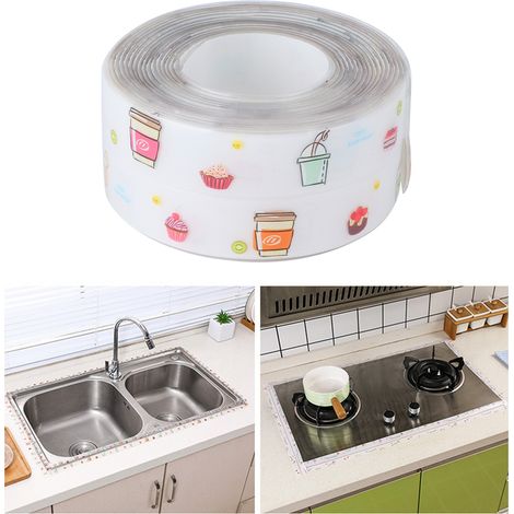 Ruban d'Étanchéité Autoadhésif PVC-Acrylic pour Lavabo de Cuisine et Salle de Bain 38mm x 3.2m (1/5)