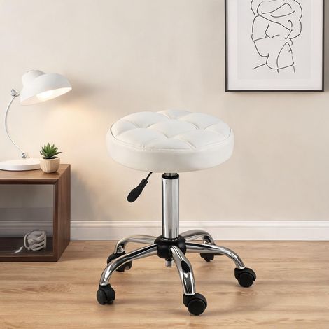 Chaise de bureau coloris blanc en bonded cuir 35,5 x 35,5 x 67 cm (1/5)