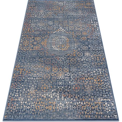 Tappeto in lana NAIN Ornamento 7708/51911 blu scuro / arancia blue 80x150 cm