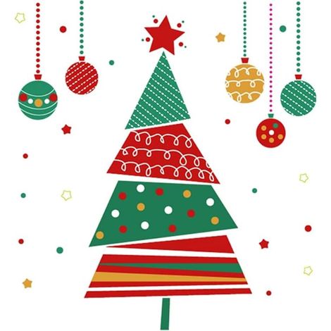 Lot de 4 Autocollants Sapin de Noël Amovibles Autocollants de Fenêtre de Dessin Animé pour Chambre Salon 43 x 26 cm (1/5)