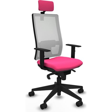 Horna sincro malla blanca similpiel rosa brazos 1D base piramidal cabecero 2D ruedas 65mm nailon (1/5)