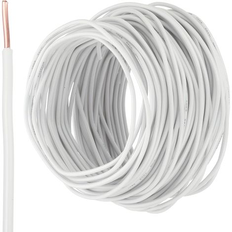 75 Pieds Fil Électrique Isolé Cuivre Solide 14 AWG Câble De Connexion THHN Fil Résidentiel, Industriel, Mise À La Terre, Classé 600 Volts, Blanc (1/5)