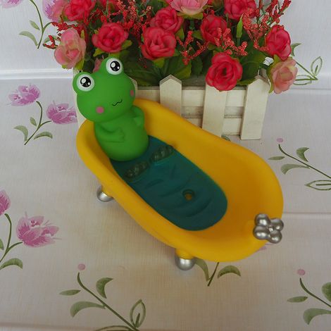 MIMOSON-Yellow Plastic Soap Dish Plastic Soap Dish Bath Shape Soap Tray Soap Container Soap Box for Kids Tra (1/5)