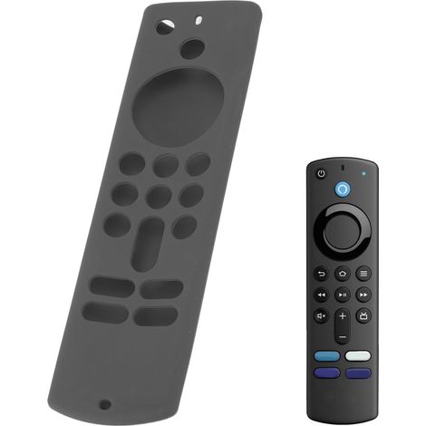 Étui de protection en silicone gris pour télécommande compatible avec Amazon Fire TV Stick (3e génération, 2021). (1/5)