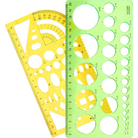 Ensemble de pochoirs circulaires en plastique - Règles géométriques pour mesurer les trous ronds - Outil pour la peinture, l'étude, la conception, le bureau (1/5)