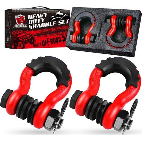 3/4 inch D-shackles (2 pack), 20T breaking strength, with 7/8 inch pin, suitable for trailer straps, winches, off-road jeeps, etc. (1/5)