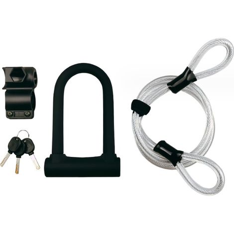 Fahrrad-U-Schloss, robustes Bügelschloss mit 3 Schlüsseln, 1,2 m flexibles Kabel (1/5)