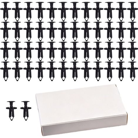 51 Clips Fixation Voiture Noir Rivet Plastique Pare-Chocs Porte Auto (1/5)