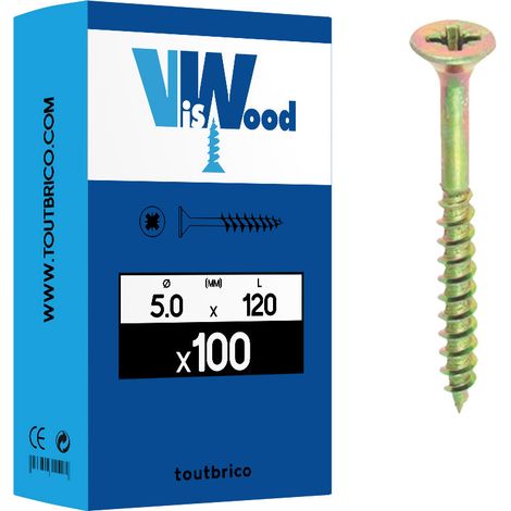 100 vis agglo 5x120/70mm fraisée Pz zingué Viswood