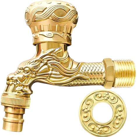 Robinet de jardin nostalgique, robinet vintage, robinet en laiton antique, robinet d'eau de jardin, pour la maison, la cuisine, la salle de bain, le jardin extérieur doré