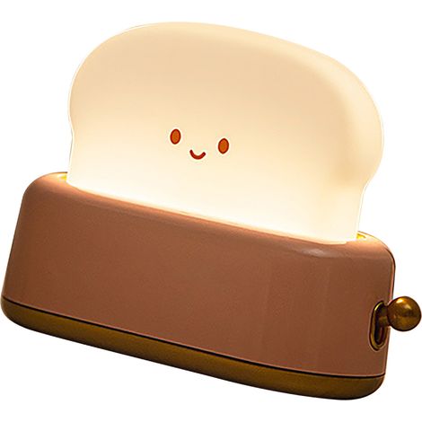 Veilleuse en forme de machine à pain, rechargeable par USB, lampe de bureau LED à intensité variable, rose, pour chambre d'enfant (1/5)
