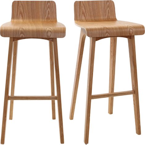 Tabourets de bar scandinaves en bois clair H75 cm (lot de 2) BALTIK
