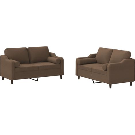 Maison Exclusive - Set di Divani 2 pz con Cuscini Marrone in Tessuto (1/5)